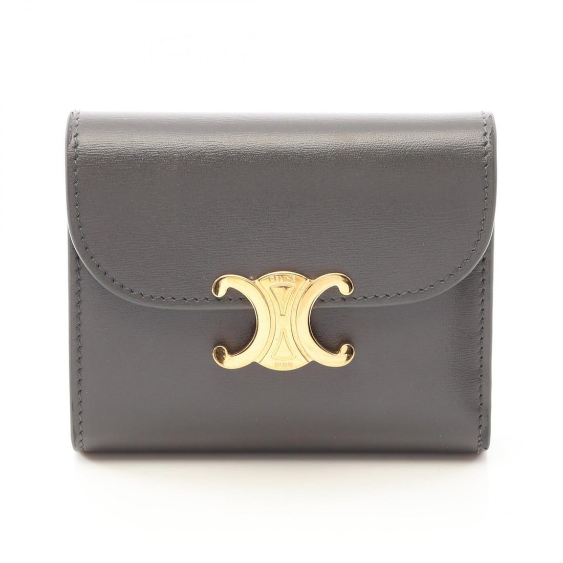 Celine Triomphe Tri-fold Wallet, Leather, Women's, Gray: --- Catalog ---Category: SizeSize (HxWxD): 9cm x 10.5cm x 3cm / 3.54'' x 4.13'' x 1.18''Category: DesignType: Wallet (tri-fold)Color: GrayGender: WomenMaterial: Leather Category: GeneralBrand: Celine-