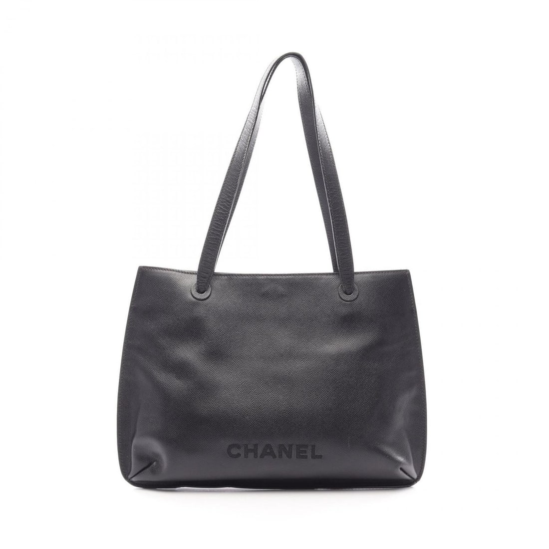 Chanel logo tote bag/handbag, caviar leather (grained calfskin), women's, black. (1 of 10)
