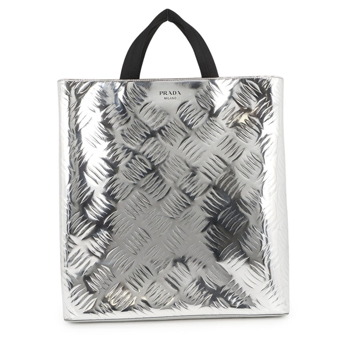 Prada Tote Bag Handbag Brushed Leather Canvas 2VG113 PRADA: --- Catalog ---Category: SizeSize (HxWxD): 38cm x 36cm x 6cm / 14.96'' x 14.17'' x 2.36''Category: DesignType: Handbag, Shopping bag, Tote bagColor: SilverGender: WomenClosure: OpenMaterial: Canvas , 