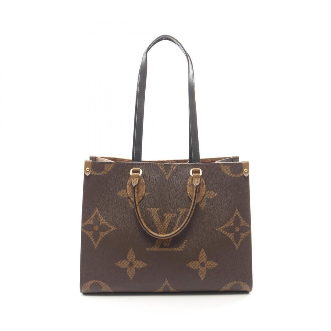 Louis Vuitton OnTheGo MM Monogram Giant Reverse 2-Way Tote Bag/Handbag, Coated Canvas and Leather,: --- Catalog ---Category: SizeSize (HxWxD): 27cm x 34.5cm x 14cm / 10.62'' x 13.58'' x 5.51''Category: DesignType: Handbag, Tote bagColor: Beige, BrownGender: WomenMaterial: Coated canvas , Leather Cat