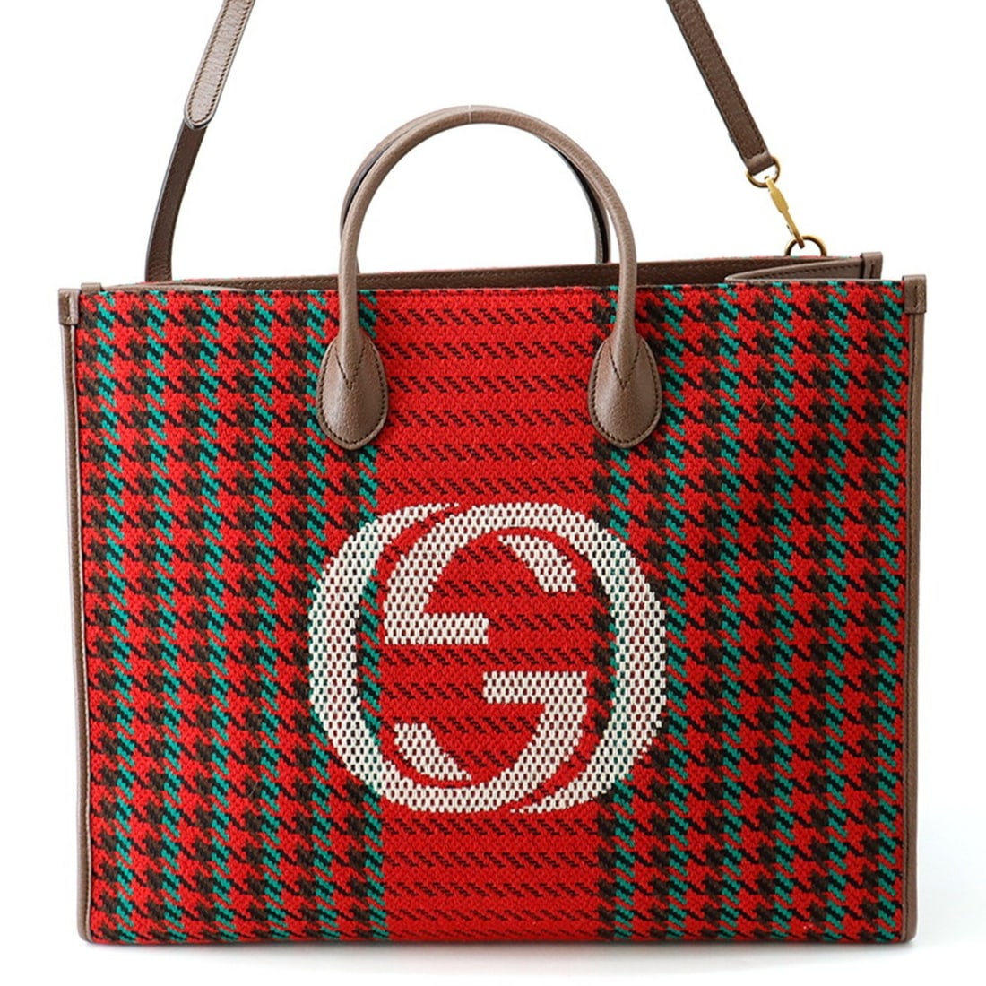 Gucci Interlocking G Houndstooth Canvas Leather Tote Bag 644994 GUCCI 2-way Handbag: --- Catalog ---Category: SizeWeight: 1.46kg / 3.21lb.Size (HxWxD): 35cm x 43cm x 18cm / 13.77'' x 16.92'' x 7.08''Strap Length: 78cm - 93cm / 30.7'' - 36.61''Category: DesignType: HandbagColor: Multi-