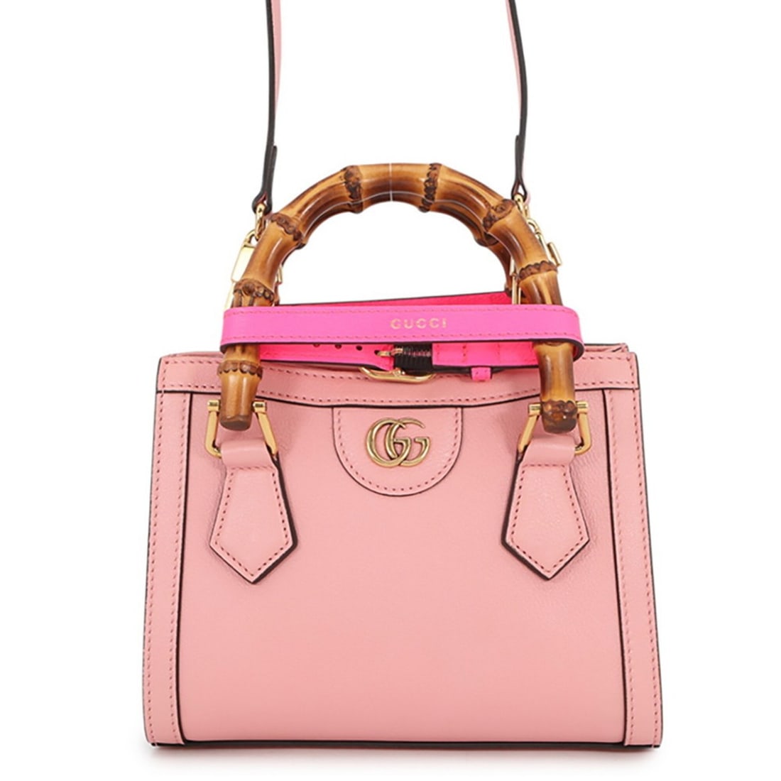 Gucci Diana Mini GG Leather Bamboo Handbag 655661 GUCCI 2-way Shoulder Bag for Women: --- Catalog ---Category: SizeWeight: 530g / 1.16lb.Size (HxWxD): 14.5cm x 19.5cm x 10cm / 5.7'' x 7.67'' x 3.93''Strap Length: 94.5cm - 109cm / 37.2'' - 42.91''Category: DesignType: HandbagColor: Pink