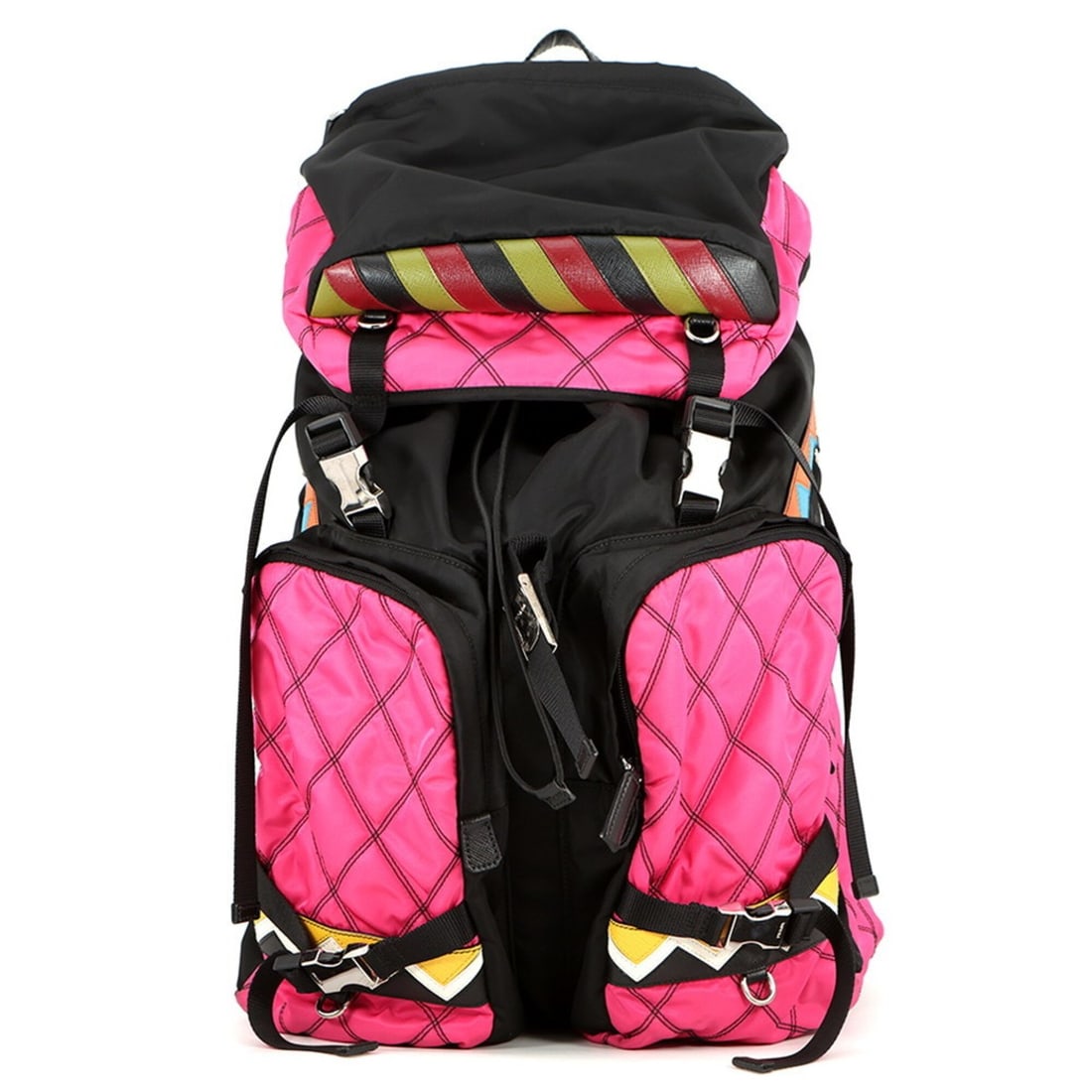 Prada Backpack Nylon 2VZ136 PRADA Handbag Black: --- Catalog ---Category: SizeWeight: 1.63kg / 3.59lb.Size (HxWxD): 46cm x 30cm x 23cm / 18.11'' x 11.81'' x 9.05''Category: DesignType: BackpackColor: Black, Multi-colorGender: WomenMaterial: Nylon , 