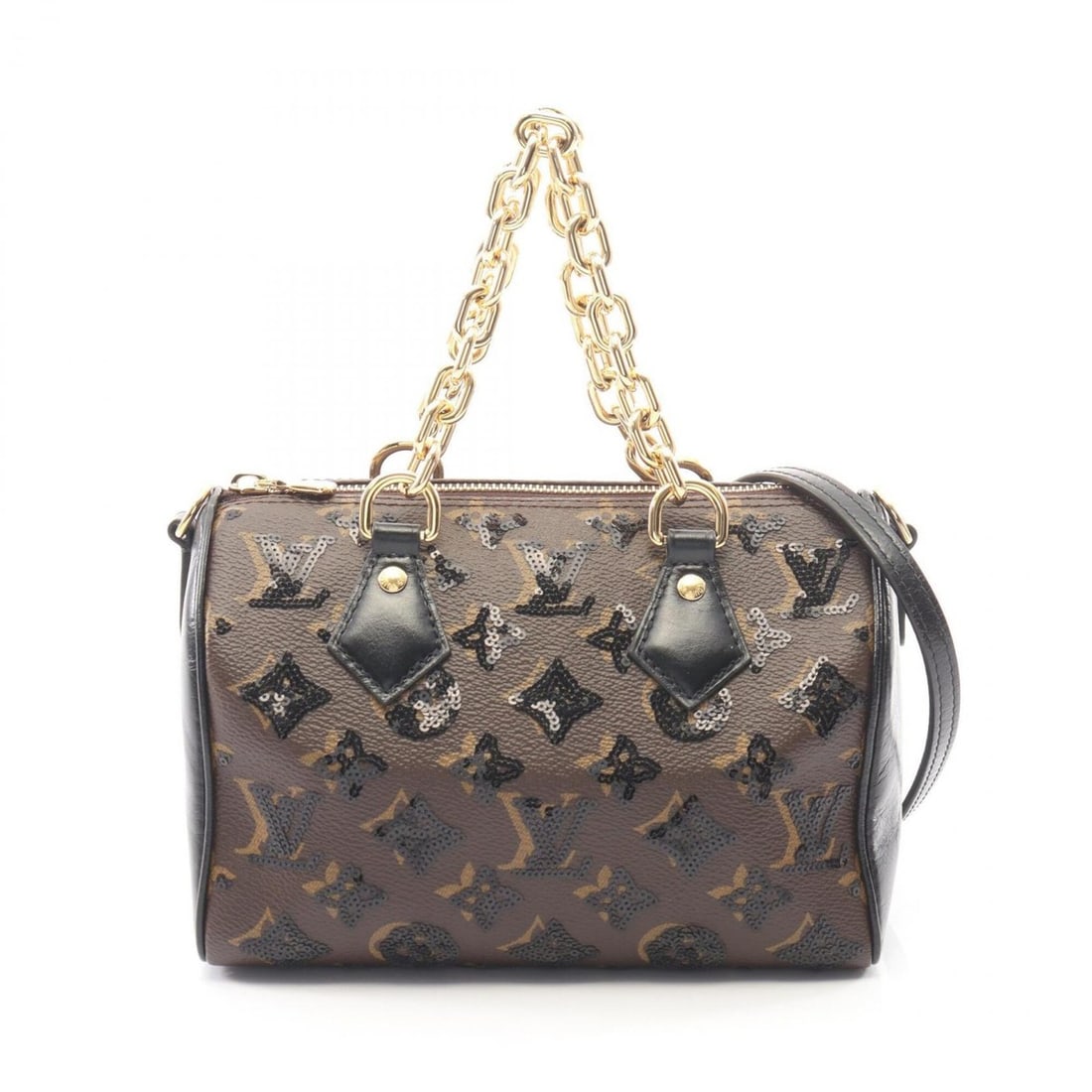 Louis Vuitton Speedy Handlière 20 Monogram Sequin 2-Way Handbag, Coated Canvas Leather, Women's,: --- Catalog ---Category: SizeSize (HxWxD): 14cm x 20cm x 10cm / 5.51'' x 7.87'' x 3.93''Category: DesignType: HandbagColor: Black, Brown, MonogramGender: WomenMaterial: Coated canvas , Leather Categor