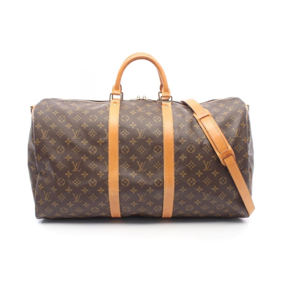 Louis Vuitton Keepall 55 Monogram 2-Way Boston Bag/Handbag, Coated Canvas and Leather,: --- Catalog ---Category: SizeSize (HxWxD): 30cm x 56cm x 25cm / 11.81'' x 22.04'' x 9.84''Category: DesignType: Boston bag, HandbagColor: Brown, MonogramGender: Men,WomenMaterial: Monogram Category: G