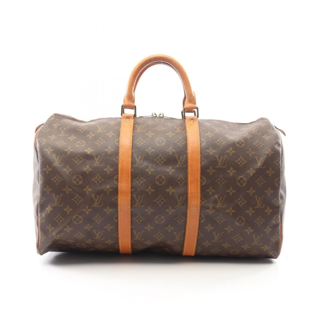 Louis Vuitton Keepall 50 Monogram Boston Bag Handbag, Coated Canvas Leather, Men's/Women's, Brown,: --- Catalog ---Category: SizeSize (HxWxD): 28cm x 51cm x 21.5cm / 11.02'' x 20.07'' x 8.46''Category: DesignType: Boston bag, HandbagColor: Brown, MonogramGender: Men,WomenMaterial: Monogram Category: