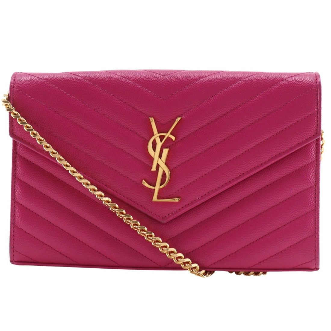 Saint Laurent Chain Shoulder Bag/Chain Wallet, Quilted Leather, Pink, Snap Button, Women's: --- Catalog ---Category: SizeSize (HxWxD): 14cm x 22cm x 4cm / 5.51'' x 8.66'' x 1.57''Category: DesignType: Shoulder bagColor: PinkGender: WomenMaterial: Leather Category: GeneralBrand: Saint Laurent
