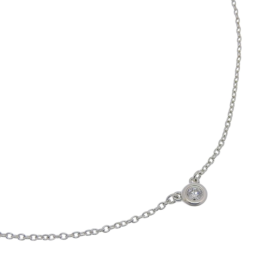 Tiffany & Co. By the Yard Necklace by Elsa Peretti, 925 Sterling Silver with Diamonds, Approx. 1.6g,: --- Catalog ---Category: SizeNeck Circumference: 44 cm / 17.32''Category: DesignGender: WomenMaterial: Silver 925Necklace Type: NecklaceCategory: GeneralBrand: Tiffany--- Item List ---Section: Conditi