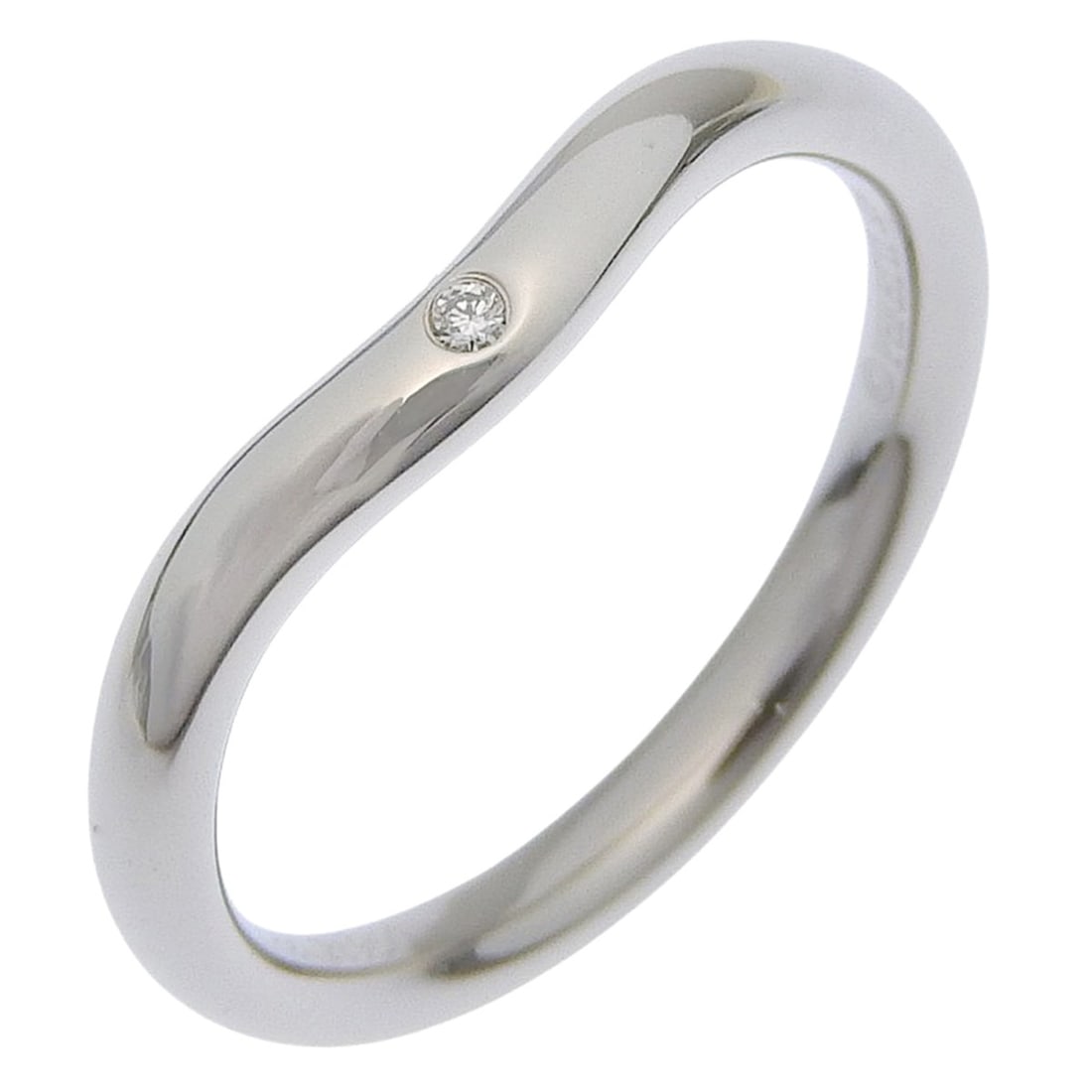 Tiffany & Co. Curved Band Ring, Size 7.5, Platinum 950 with Diamonds, Approx. 3.7g, Women's.: --- Catalog ---Category: SizeJP Size: 7.5US Size: 4Category: DesignType: Band ringColor: PlatinumGender: WomenMaterial: Platinum 950Category: GeneralBrand: Tiffany--- Item List ---Section: ConditionRa
