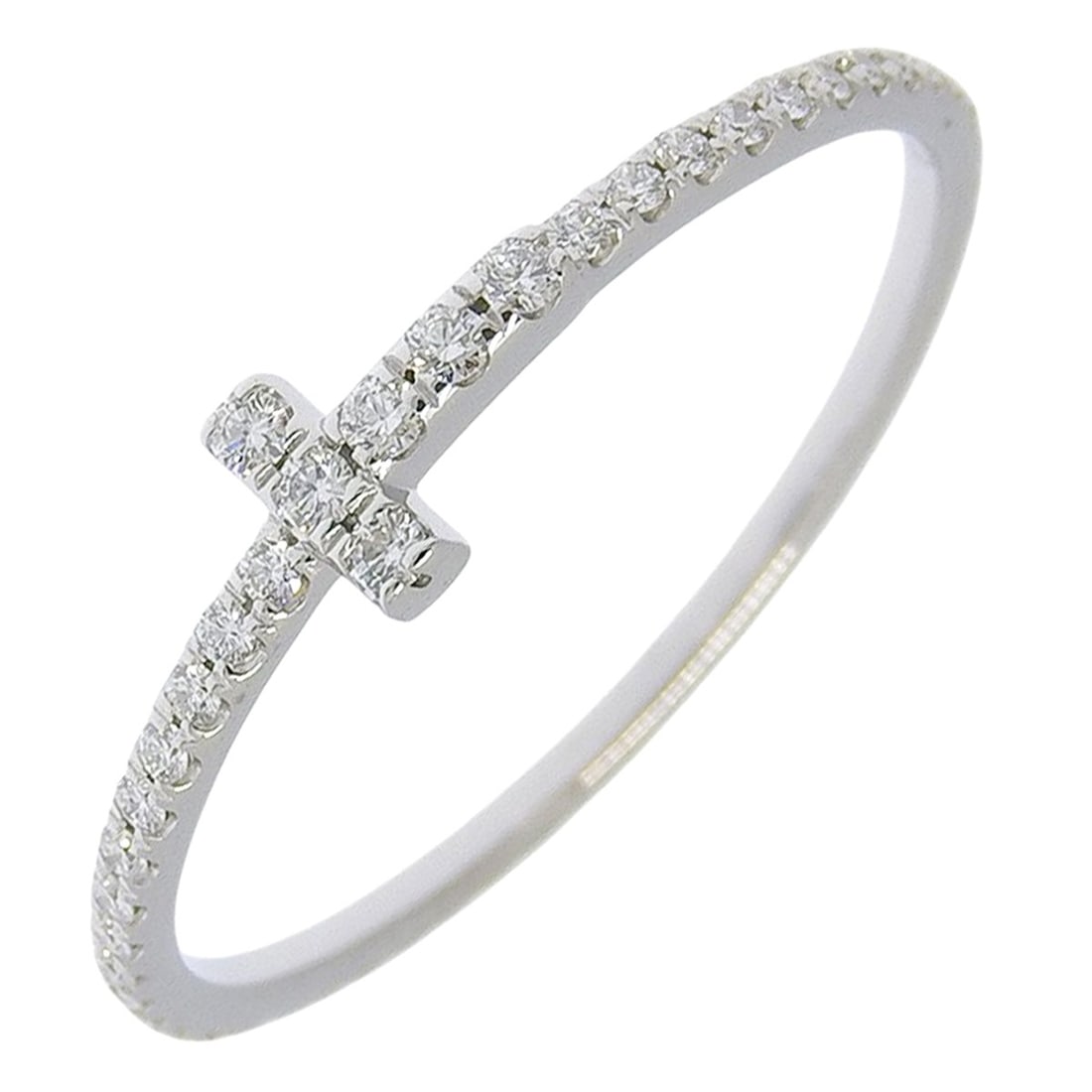 Tiffany & Co. T Wire Ring, Size 16.5, 18K White Gold with Diamonds, Approx. 1.3g, Women's.: --- Catalog ---Category: SizeJP Size: 16.5US Size: 8Category: DesignType: Band ringColor: White goldGender: WomenMaterial: White gold (18K)Category: GeneralBrand: Tiffany--- Item List ---Section: Cond