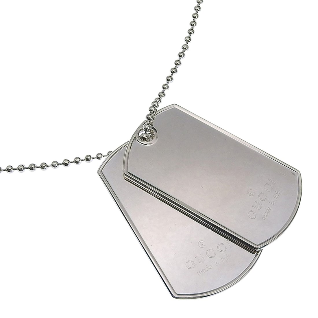 Gucci Dog Tag Necklace, Sterling Silver 925, Approx. 53.1g, Unisex.: --- Catalog ---Category: SizePendant Size: 50mm x 28mm / 1.96'' x 1.1''Neck Circumference: 60 cm / 23.62''Category: DesignColor: SilverGender: UnisexMaterial: Silver 925Necklace Type: NecklaceCategory