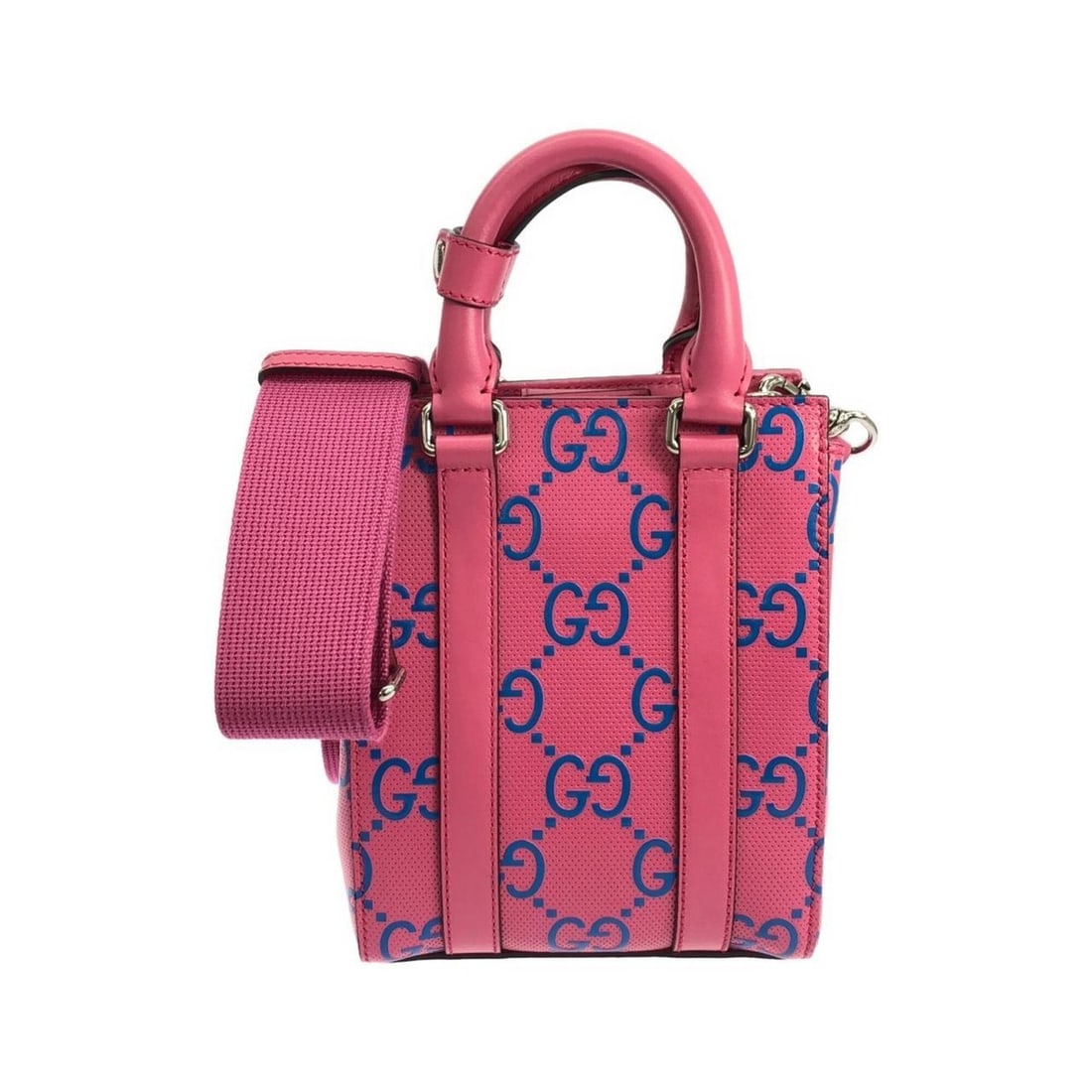 Gucci 696010 AABDQ handbag: --- Catalog ---Category: SizeSize (HxWxD): 21cm x 16cm x 5.5cm / 8.26'' x 6.29'' x 2.16''Category: DesignType: HandbagColor: Blue, PinkGender: WomenMaterial: Leather Hardware Color: SilverCategory: