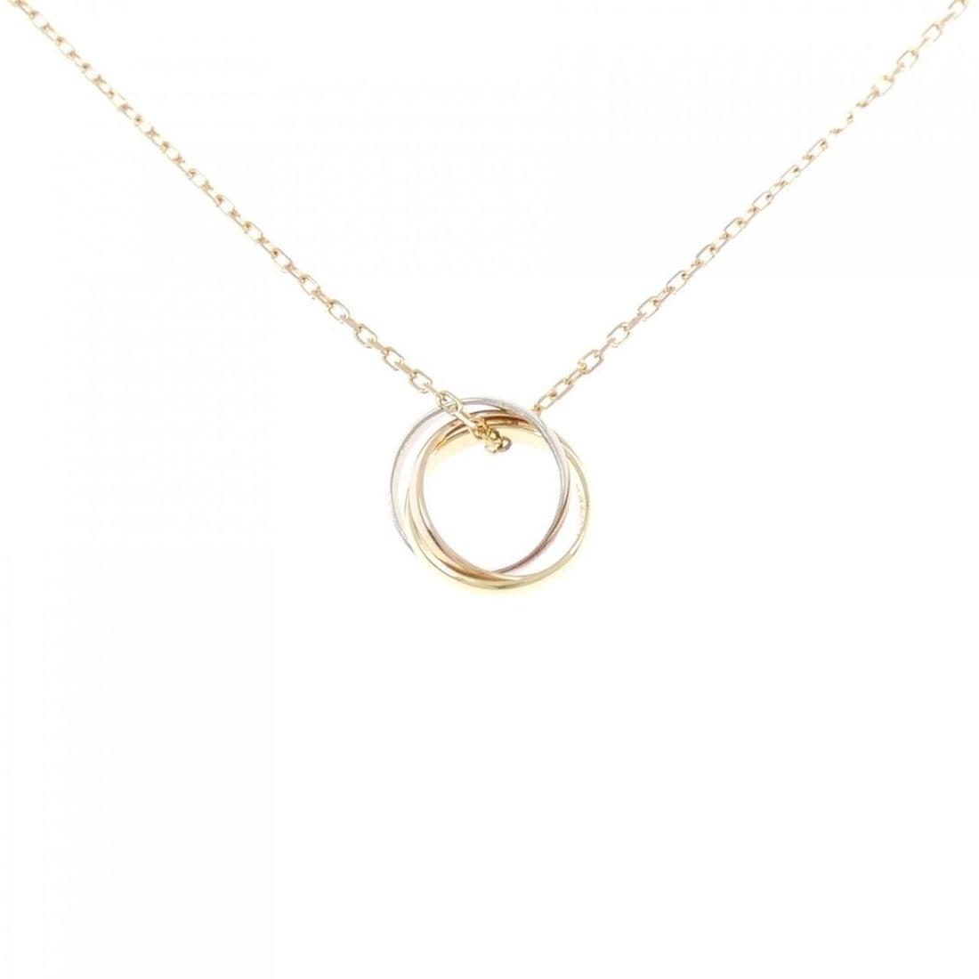 Cartier Trinity Necklace: --- Catalog ---Category: SizePendant Size: 13.3mm x 11.9mm / 0.52'' x 0.46''Neck Circumference: 39 cm - 42 cm / 15.35'' - 16.53''Category: DesignGender: WomenMaterial: Pink gold (18K), White gold