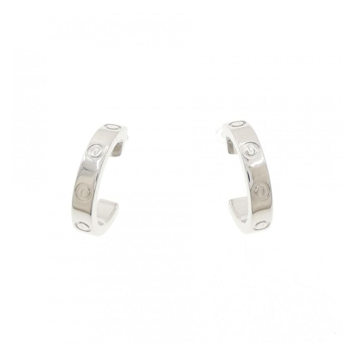 Cartier Mini Love Earrings: --- Catalog ---Category: SizeSize (HxWxD): 12.30mm x 2.40mm / 0.48'' x 0.09''Category: DesignType: Stud earringsGender: WomenMaterial: White gold (18K)Category: GeneralBrand: Cartier--- Item List