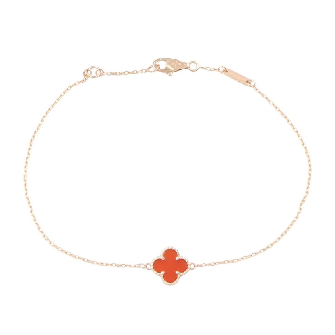 Van Cleef & Arpels Sweet Alhambra Carnelian Bracelet, 18K Pink Gold (PG), Carnelian, Women's,: --- Catalog ---Category: SizeLength: 17.5cm - 19cm / 6.88'' - 7.48''Category: DesignType: Charm braceletColor: Gold, Red colorGender: WomenMaterial: Pink gold (18K)Category: GeneralMPN: VCARN59K00Bran