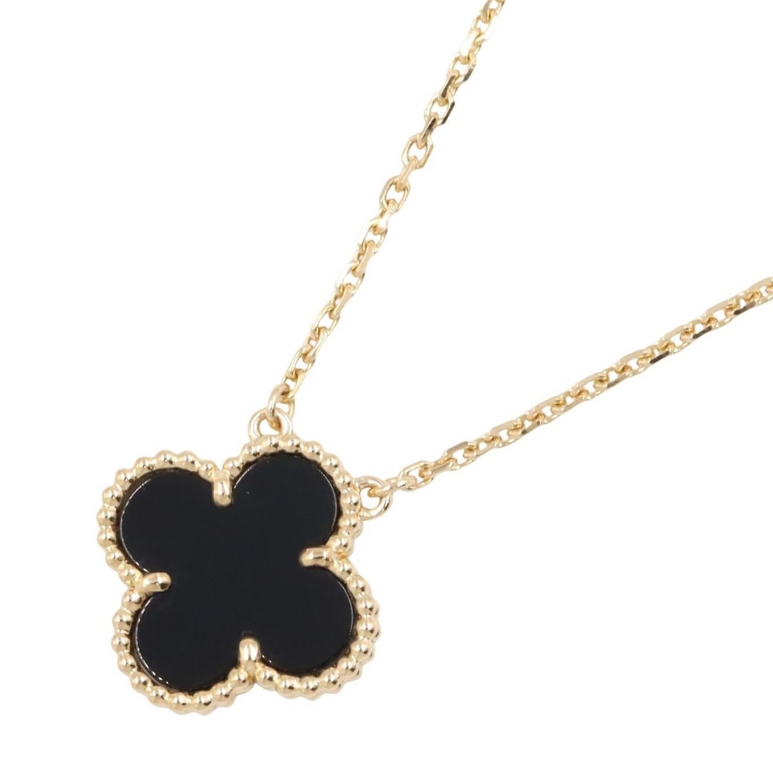 Van Cleef & Arpels Vintage Alhambra Onyx Necklace, 18K (Yellow Gold), Onyx, Women's, Gold/Black,: --- Catalog ---Category: SizePendant Size: 15mm x 15mm / 0.59'' x 0.59''Neck Circumference: 37.5 cm - 42 cm / 14.76'' - 16.53''Category: DesignColor: Black, GoldGender: WomenMaterial: Yellow gold (18K