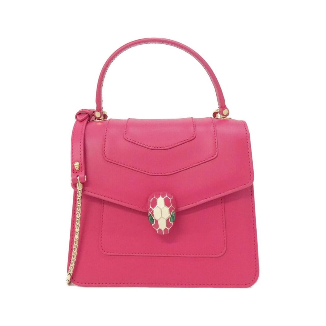 Bvlgari Serpenti Forever handbag: --- Catalog ---Category: SizeSize (HxWxD): 16cm x 18.5cm x 10cm / 6.29'' x 7.28'' x 3.93''Category: DesignType: HandbagColor: PinkGender: WomenMaterial: Leather Category: GeneralBrand: Bvlgari--- Item