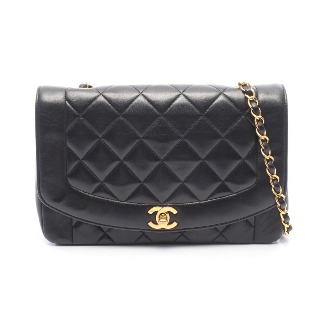 Chanel Matelassé Diana Flap Shoulder Bag/Handbag, Lambskin Leather, Women's, Black (A01165): --- Catalog ---Category: SizeSize (HxWxD): 16cm x 25cm x 7cm / 6.29'' x 9.84'' x 2.75''Category: DesignType: Handbag, Shoulder bagColor: BlackGender: WomenMaterial: Leather Leather/Fur Type: LambskinC