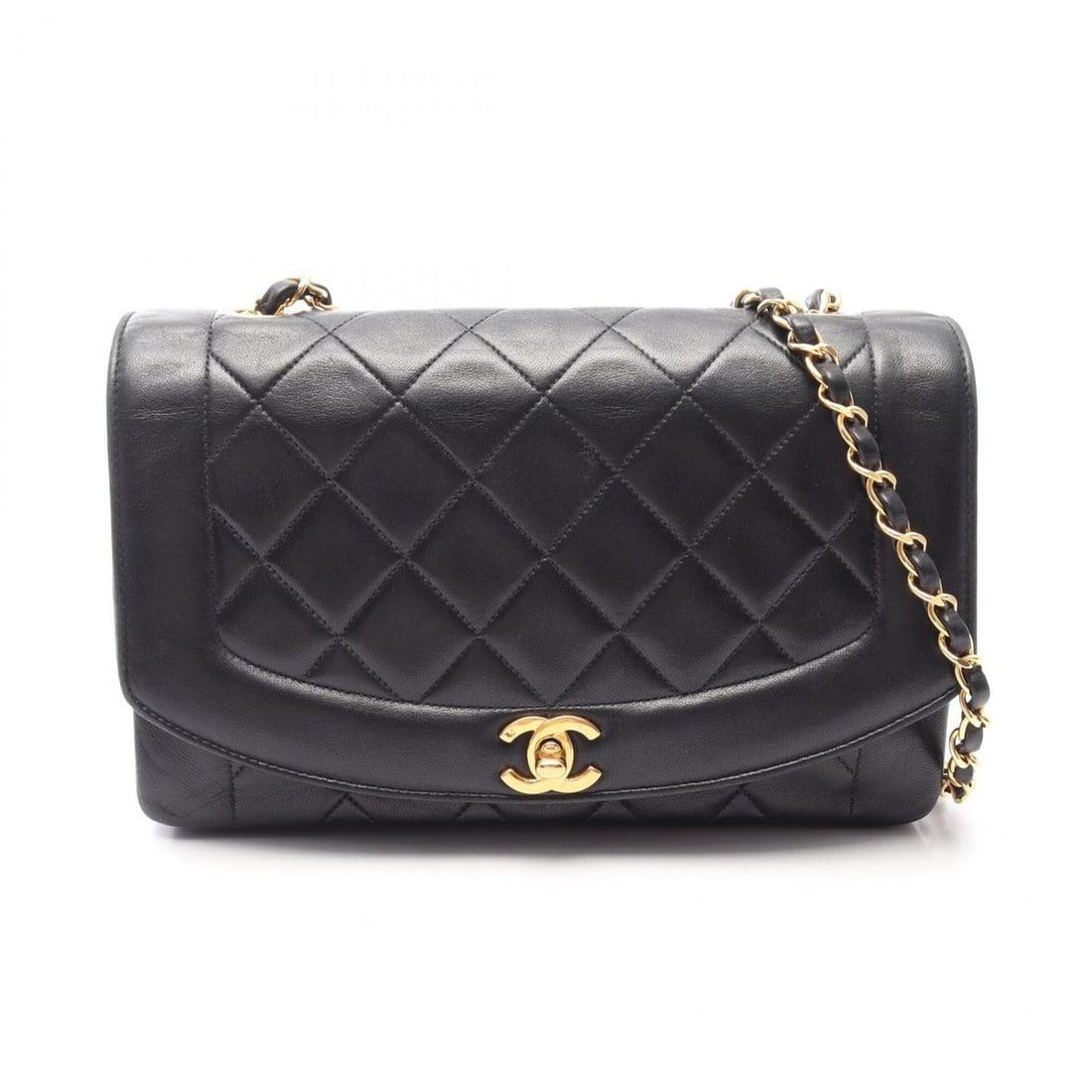 Chanel Matelassé Diana Flap Shoulder Bag/Handbag, Lambskin Leather, Women's, Black (A01165): --- Catalog ---Category: SizeSize (HxWxD): 16cm x 25cm x 7cm / 6.29'' x 9.84'' x 2.75''Category: DesignType: Handbag, Shoulder bagColor: BlackGender: WomenMaterial: Leather Leather/Fur Type: LambskinC