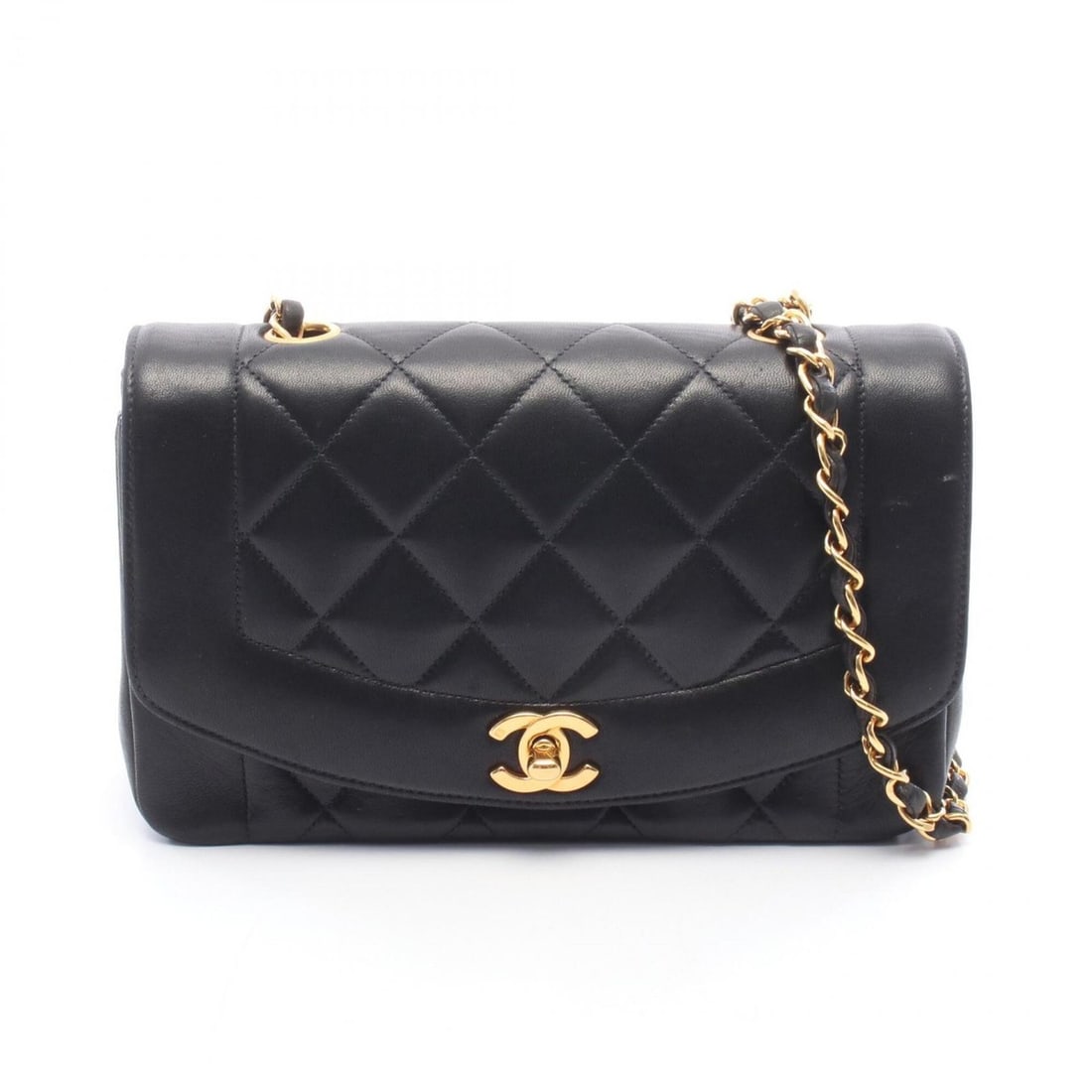 Chanel Matelassé Diana Flap Shoulder Bag/Handbag, Lambskin Leather, Women's, Black (A01164): --- Catalog ---Category: SizeSize (HxWxD): 14cm x 22cm x 7cm / 5.51'' x 8.66'' x 2.75''Category: DesignType: Handbag, Shoulder bagColor: BlackGender: WomenMaterial: Leather Leather/Fur Type: LambskinC