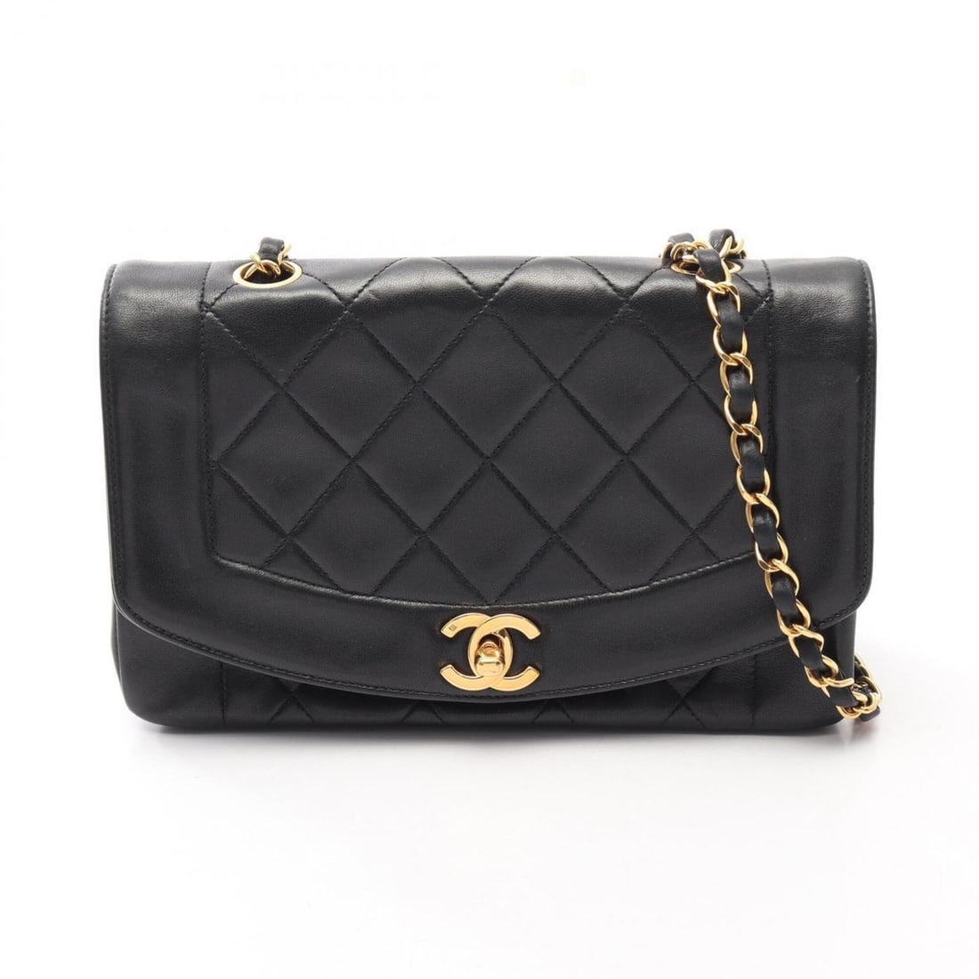 Chanel Matelassé Diana Flap Shoulder Bag/Handbag, Lambskin Leather, Women's, Black (A01164): --- Catalog ---Category: SizeSize (HxWxD): 14cm x 22cm x 7cm / 5.51'' x 8.66'' x 2.75''Category: DesignType: Handbag, Shoulder bagColor: BlackGender: WomenMaterial: Leather Leather/Fur Type: LambskinC