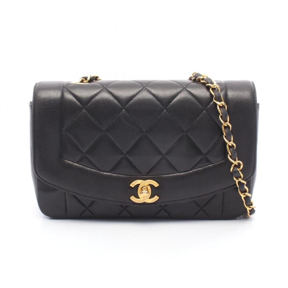 Chanel Matelassé Diana Flap Shoulder Bag/Handbag, Lambskin Leather, Women's, Black (A01164): --- Catalog ---Category: SizeSize (HxWxD): 14cm x 22cm x 7cm / 5.51'' x 8.66'' x 2.75''Category: DesignType: Handbag, Shoulder bagColor: BlackGender: WomenMaterial: Leather Leather/Fur Type: LambskinC
