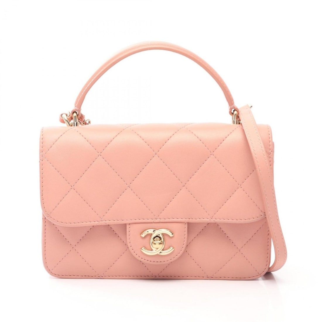 Chanel Matelassé Top Handle 2-Way Shoulder Bag/Handbag, Leather, Women's, Pink: --- Catalog ---Category: SizeSize (HxWxD): 13cm x 20cm / 5.11'' x 7.87''Category: DesignType: Handbag, Shoulder bagColor: PinkGender: WomenMaterial: Leather Category: GeneralBrand: Chanel--- Item List