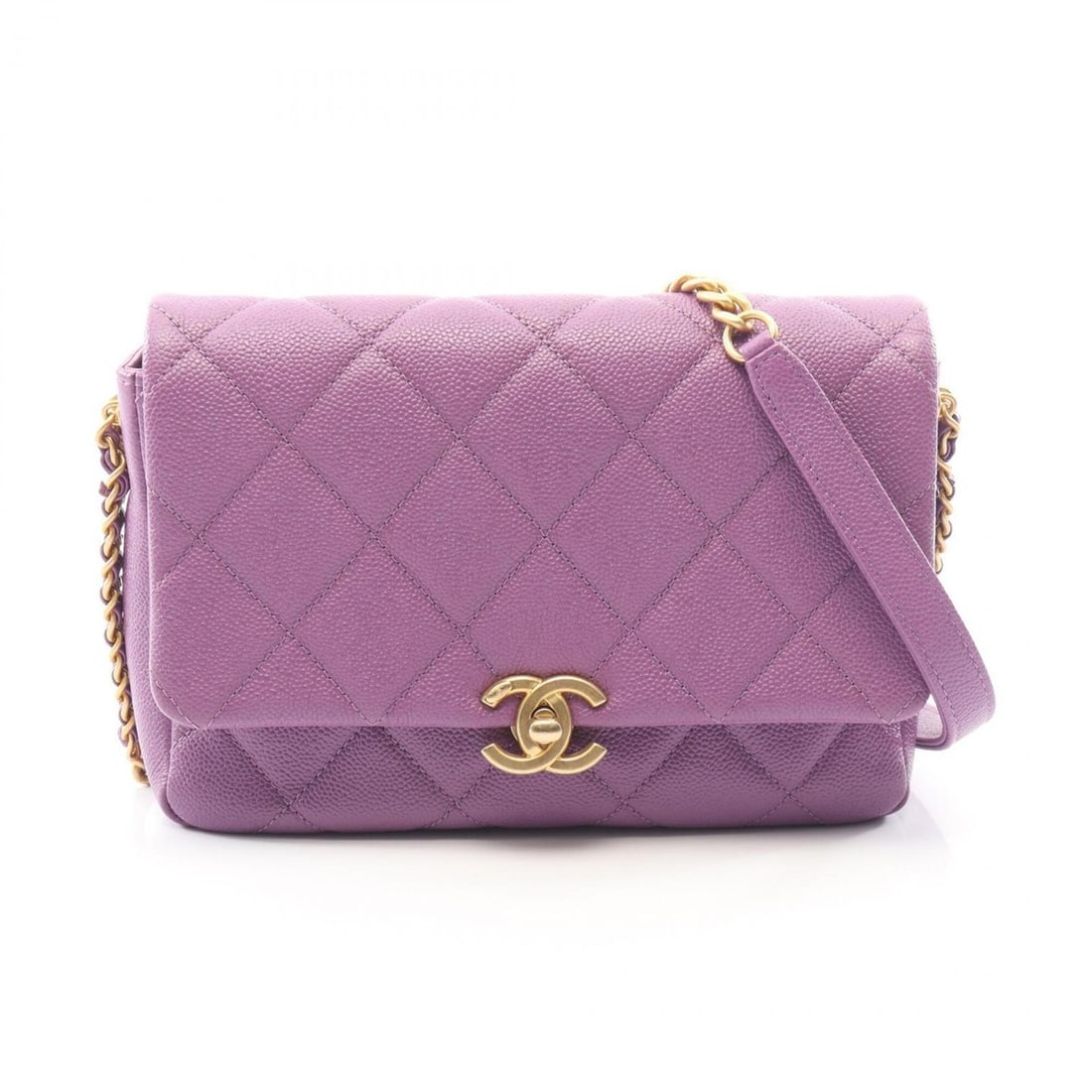 Chanel Matelassé Small Flap Shoulder Bag/Handbag, Caviar Leather (Grained Calfskin), Women's,: --- Catalog ---Category: SizeSize (HxWxD): 15cm x 21cm x 5.5cm / 5.9'' x 8.26'' x 2.16''Category: DesignType: Handbag, Shoulder bagColor: PurpleGender: WomenMaterial: Grained Calfskin Category: Genera