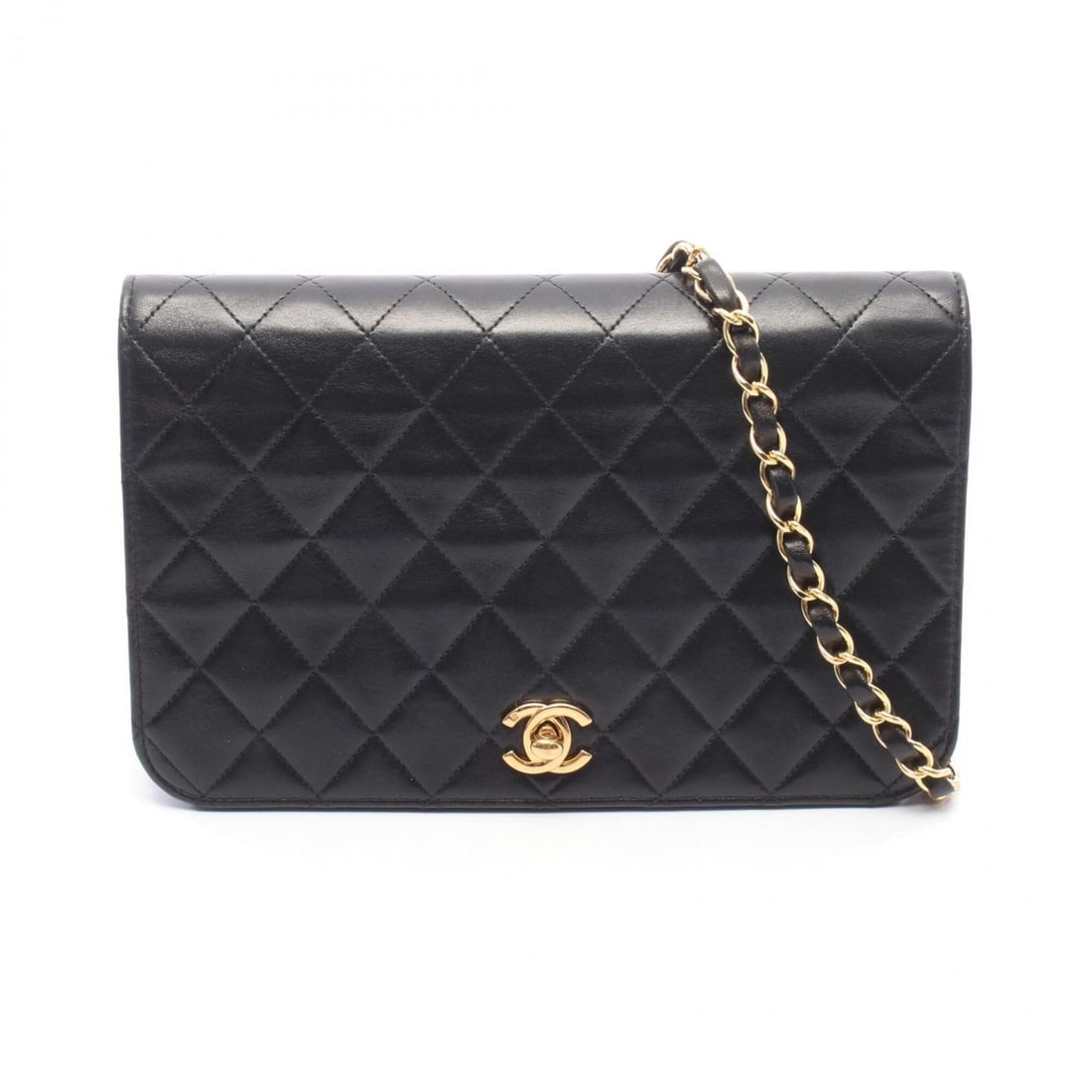 Chanel Matelassé Full Flap Shoulder Bag/Handbag, Lambskin Leather, Women's, Black: --- Catalog ---Category: SizeSize (HxWxD): 15cm x 23.5cm x 5cm / 5.9'' x 9.25'' x 1.96''Category: DesignType: Handbag, Shoulder bagColor: BlackGender: WomenMaterial: Leather Leather/Fur Type: Lambskin