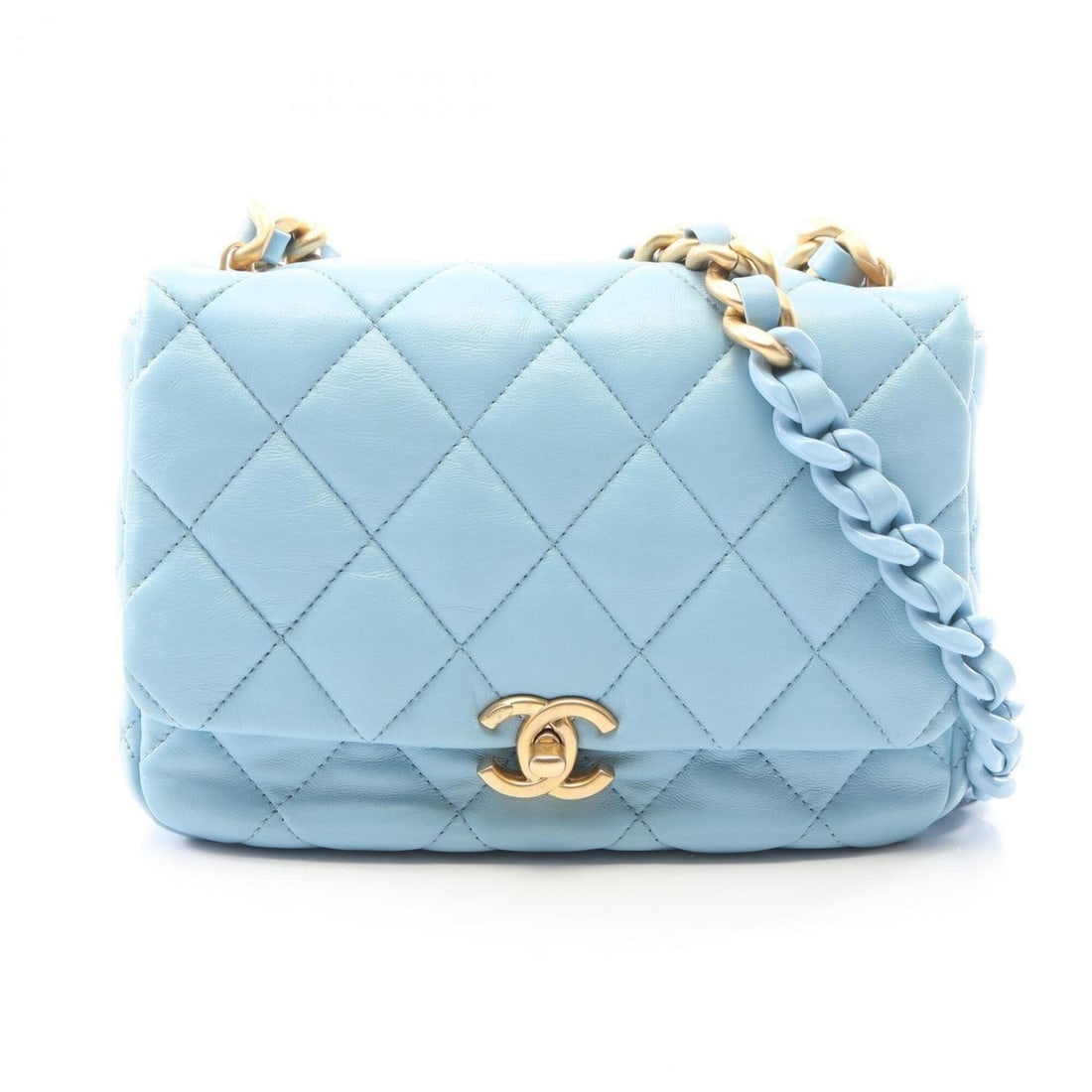 Chanel Matelassé Combination Hardware Shoulder Bag/Handbag, Lambskin Leather, Women's, Blue: --- Catalog ---Category: SizeSize (HxWxD): 16cm x 21cm x 6cm / 6.29'' x 8.26'' x 2.36''Category: DesignType: Handbag, Shoulder bagColor: BlueGender: WomenMaterial: Leather Leather/Fur Type: LambskinCa
