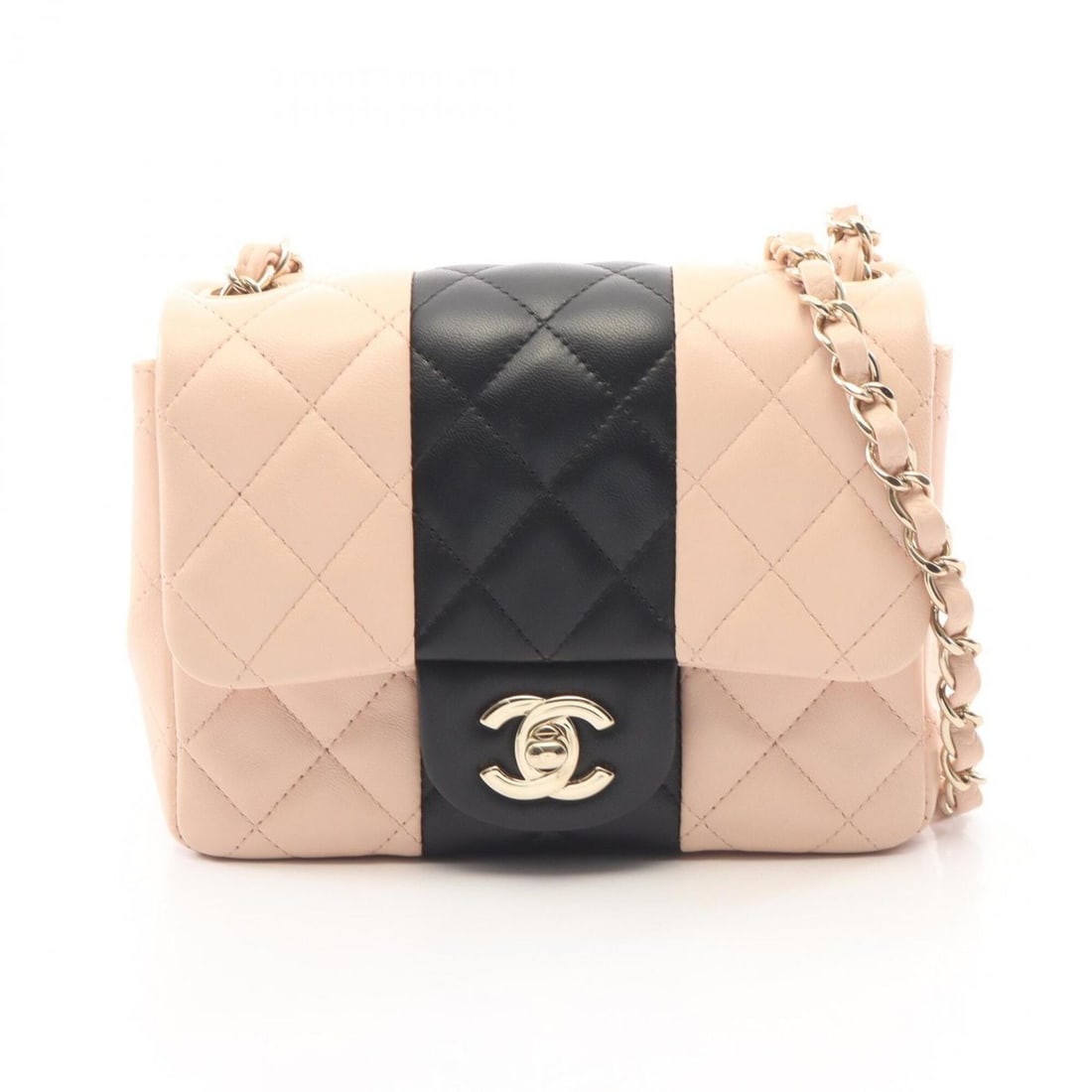 Chanel Mini Matelassé Bicolor Shoulder Bag/Handbag, Lambskin Leather, Women's, Pink/Black: --- Catalog ---Category: SizeSize (HxWxD): 13cm x 17cm x 8cm / 5.11'' x 6.69'' x 3.14''Category: DesignType: Handbag, Shoulder bagColor: Black, PinkGender: WomenMaterial: Leather Leather/Fur Type: Lam