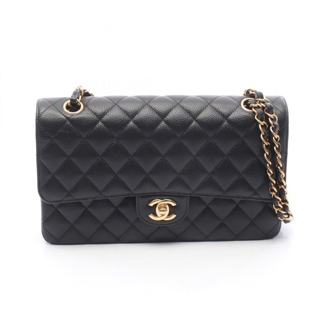 Chanel Matelassé Double Flap Shoulder Bag/Handbag, Caviar Leather (Grained Calfskin), Women's,: --- Catalog ---Category: SizeSize (HxWxD): 16cm x 25cm x 6.5cm / 6.29'' x 9.84'' x 2.55''Category: DesignType: Handbag, Shoulder bagColor: BlackGender: WomenMaterial: Grained Calfskin Category: Genera