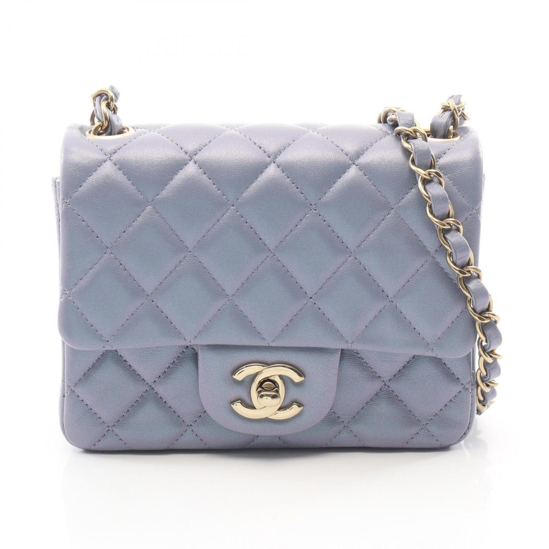 Chanel Mini Matelassé Metallic Shoulder Bag/Handbag, Lambskin Leather, Women's, Blue: --- Catalog ---Category: SizeSize (HxWxD): 13cm x 17cm x 8cm / 5.11'' x 6.69'' x 3.14''Category: DesignType: Handbag, Shoulder bagColor: BlueGender: WomenMaterial: Leather Leather/Fur Type: LambskinCa