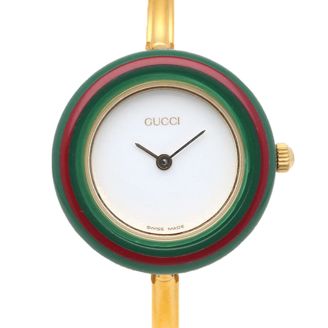 Gucci watch, GP 11 12.2 quartz women's GUCCI changeable bezel, 12 colors.: --- Catalog ---Category: SizeWrist Size: 14.5cm / 5.7''Case Diameter: 25.5mm / 1''Category: DesignType: WristwatchGender: WomenMaterial (Band): Gold platedMaterial (Case): Gold platedCategory: General