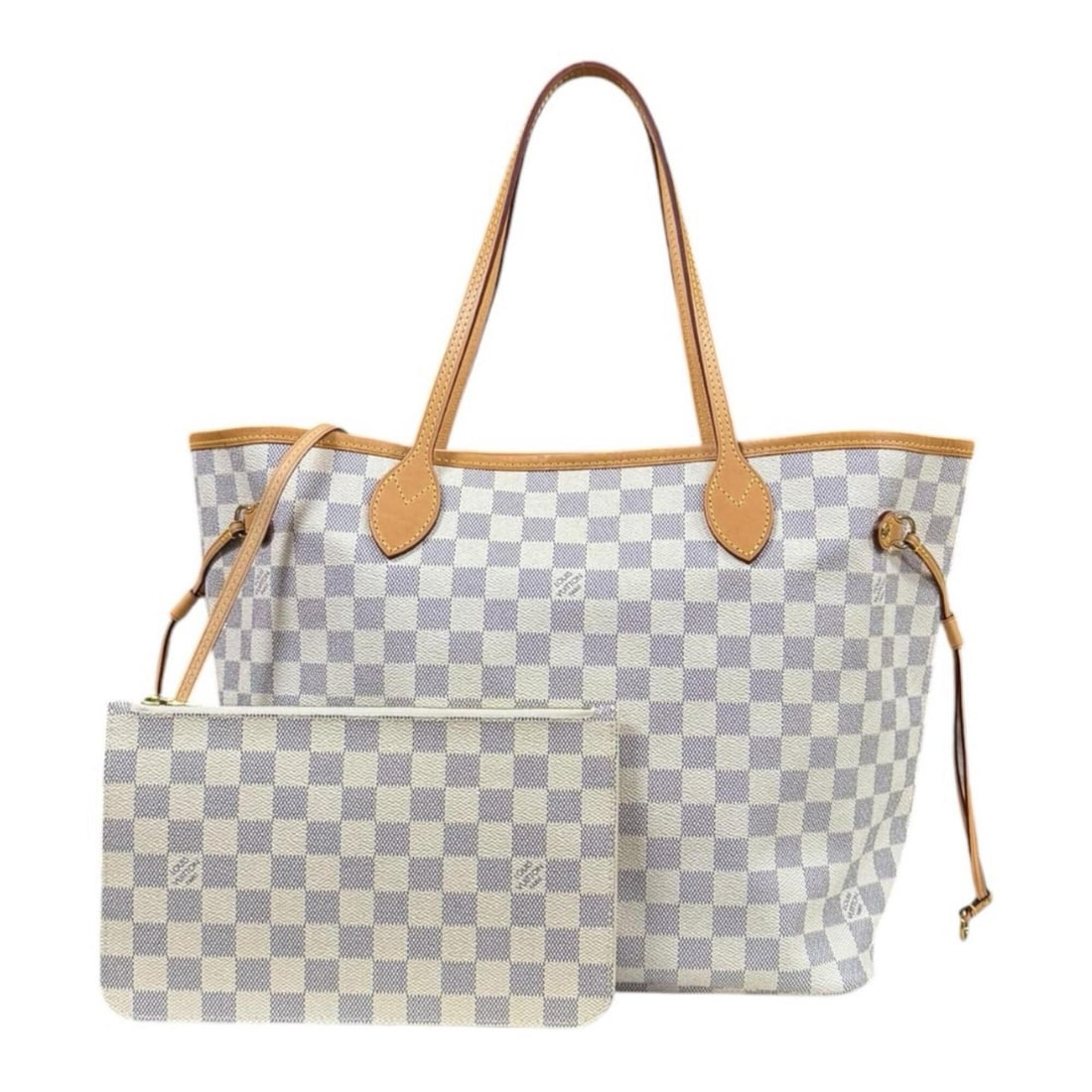 Louis Vuitton Neverfull MM Damier Azur Tote Bag, Canvas N51107 White, Men's and Women's, LOUIS: --- Catalog ---Category: SizeSize (HxWxD): 28.5cm x 46cm x 16cm / 11.22'' x 18.11'' x 6.29''Category: DesignType: Pouch, Tote bagColor: WhiteGender: Men,WomenMaterial: Damier Azur Category: GeneralMPN