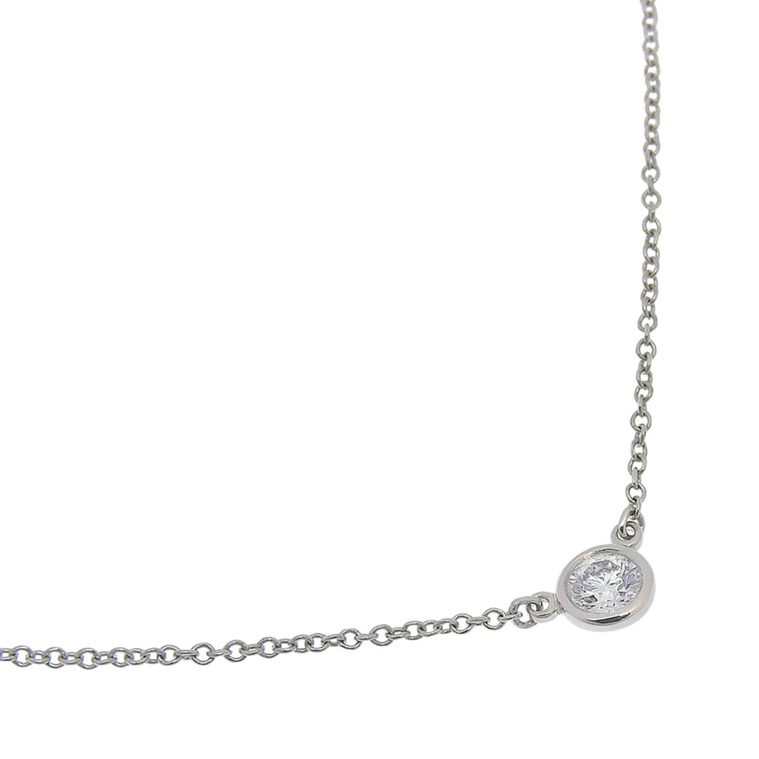 Tiffany & Co. By the Yard 0.17ct Necklace by Elsa Peretti, Pt950 Platinum x Diamond, Approx. 2.5g,: --- Catalog ---Category: SizePendant Size: 5mm x 5mm / 0.19'' x 0.19''Neck Circumference: 41 cm / 16.14''Category: DesignColor: PlatinumGender: WomenMaterial: Platinum 950Necklace Type: NecklaceCatego