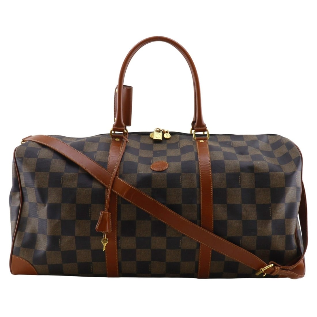 Fendi Pekan Boston Bag, PVC, Brown, 2-way, A4 size, Double Zipper, Unisex: --- Catalog ---Category: SizeSize (HxWxD): 30cm x 60cm x 26cm / 11.81'' x 23.62'' x 10.23''Category: DesignType: Boston bagColor: BrownGender: Women,MenMaterial: PVC Category: GeneralMPN: 26019Brand: 
