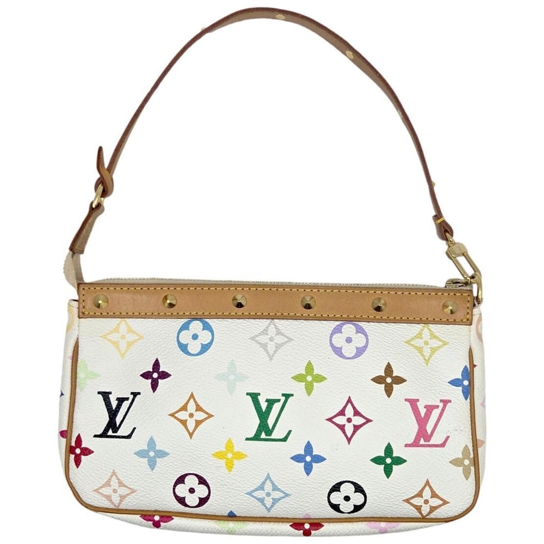 LOUIS VUITTON Louis Vuitton Monogram Multicolor Pochette Accessoires Blanc M92649 Handbag Pouch: --- Catalog ---Category: SizeSize (HxWxD): 11cm x 21cm x 4cm / 4.33'' x 8.26'' x 1.57''Category: DesignType: Handbag, PouchColor: BlancGender: WomenMaterial: Monogram Multicolore , Leather Category: G