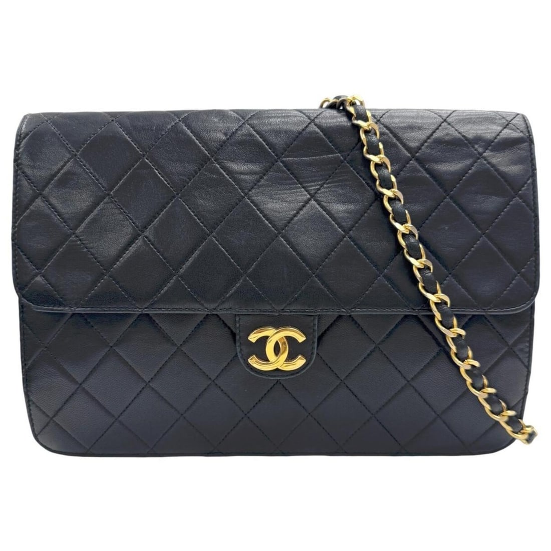 CHANEL Matelassé 25 Lambskin Push-Lock Coco Mark Chain Shoulder Bag for Women: --- Catalog ---Category: SizeSize (HxWxD): 18cm x 25cm x 4.5cm / 7.08'' x 9.84'' x 1.77''Category: DesignType: Shoulder bagColor: BlackGender: WomenMaterial: Leather Leather/Fur Type: LambskinCategory