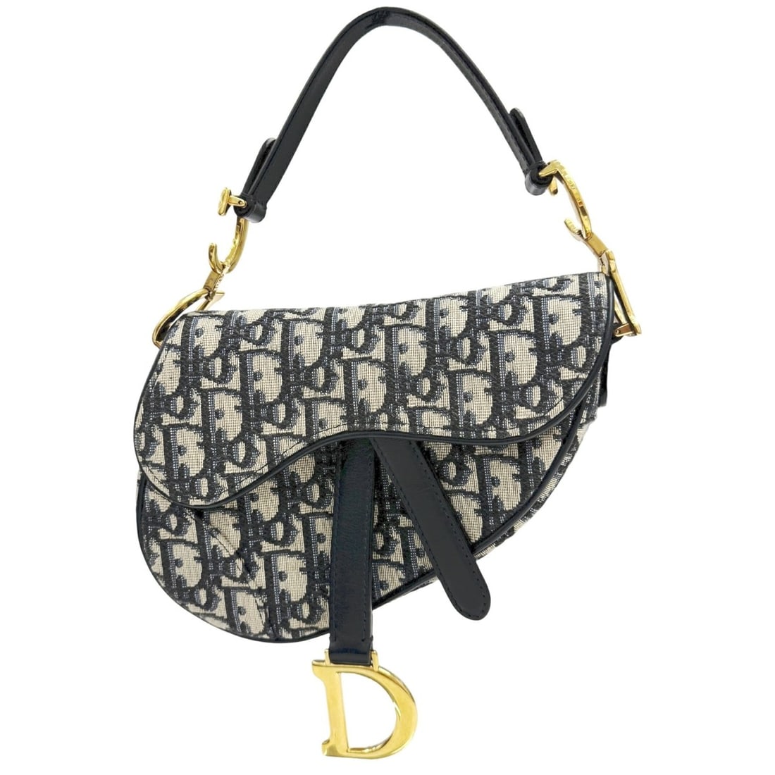 Christian Dior Saddle Bag Trotter Canvas Navy Leather Handbag for Women: --- Catalog ---Category: SizeSize (HxWxD): 15cm x 18cm x 4cm / 5.9'' x 7.08'' x 1.57''Category: DesignType: Handbag, Saddle bagColor: NavyGender: WomenMaterial: Canvas , Leather Hardware Color: GoldCa
