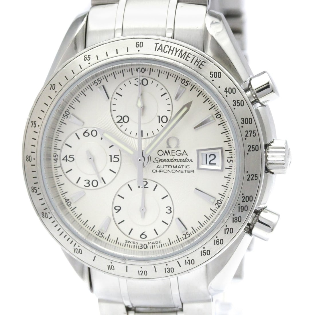 OMEGA Speedmaster Date Steel Automatic Mens Watch 3211.30 Polished: --- Catalog ---Category: SizeCase Diameter: 40mm / 1.57''Category: DesignType: WristwatchStyle: SportGender: MenColor (Dial): SilverMaterial (Band): Stainless steelMaterial (Case): Stainless steelCate