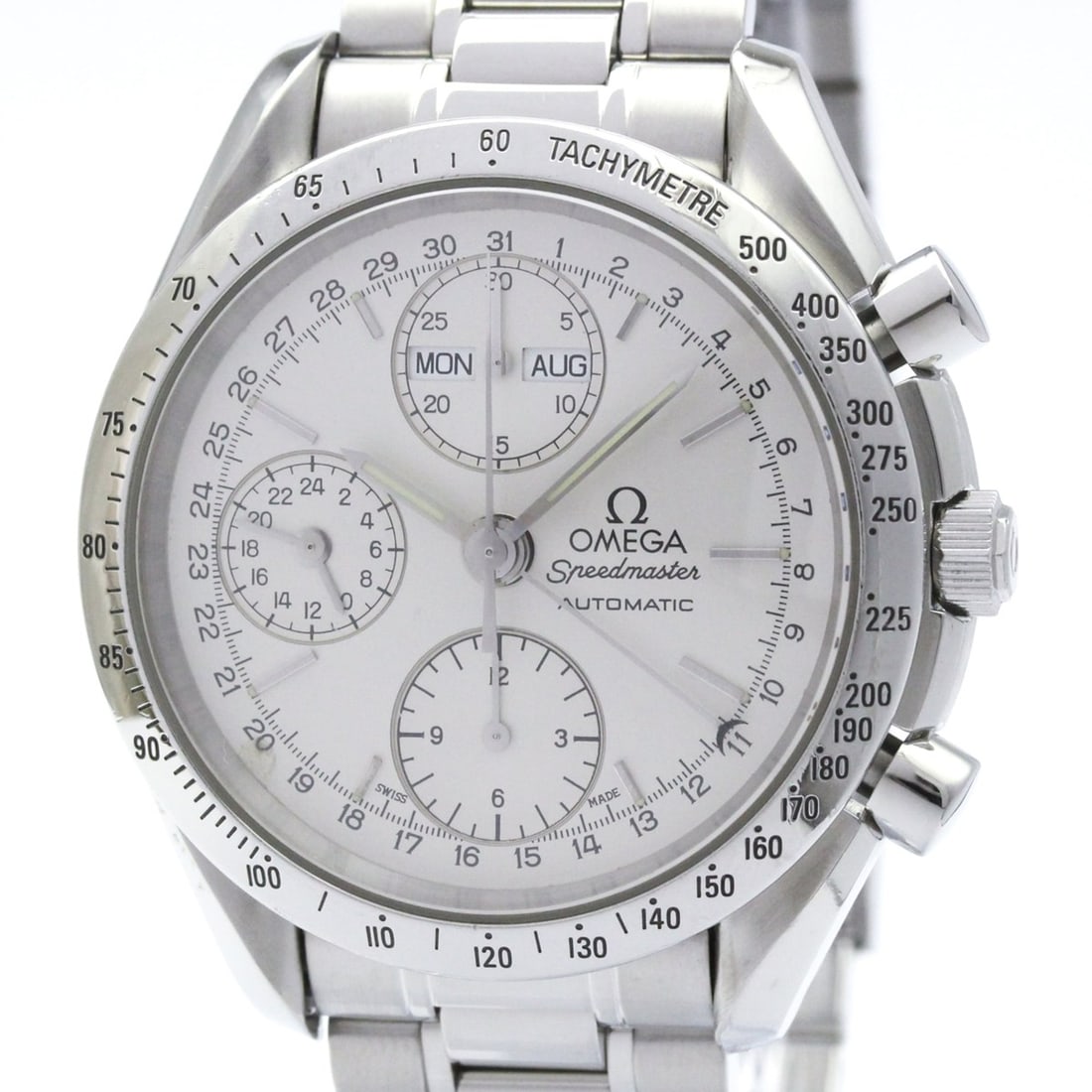 OMEGA Speedmaster Triple Date Steel Automatic Watch 3521.30 Polished: --- Catalog ---Category: SizeCase Diameter: 39mm / 1.54''Category: DesignType: WristwatchStyle: SportGender: MenColor (Dial): SilverMaterial (Band): Stainless steelMaterial (Case): Stainless steelCate