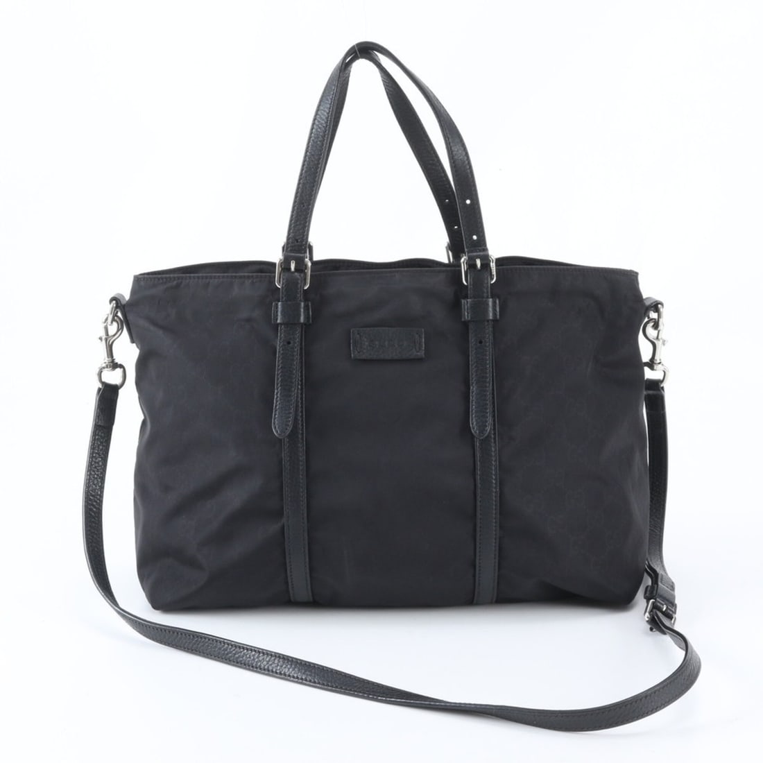 Excellent condition Gucci GG nylon 510332 leather 2-way shoulder bag/messenger bag/tote bag, black,: --- Catalog ---Category: SizeSize (HxWxD): 24cm x 36cm x 14cm / 9.44'' x 14.17'' x 5.51''Category: DesignType: Shoulder bag, Tote bagColor: BlackGender: MenMaterial: Nylon , Leather Category: GeneralM