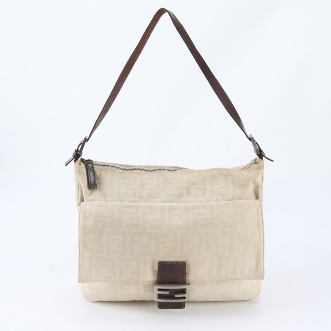 Fendi Zucca Mamma Bucket Leather Canvas Shoulder Bag Handbag for Women: --- Catalog ---Category: SizeSize (HxWxD): 26cm x 32cm x 10cm / 10.23'' x 12.59'' x 3.93''Category: DesignType: Handbag, Shoulder bagColor: Beige, BrownGender: WomenMaterial: Leather , Canvas Category