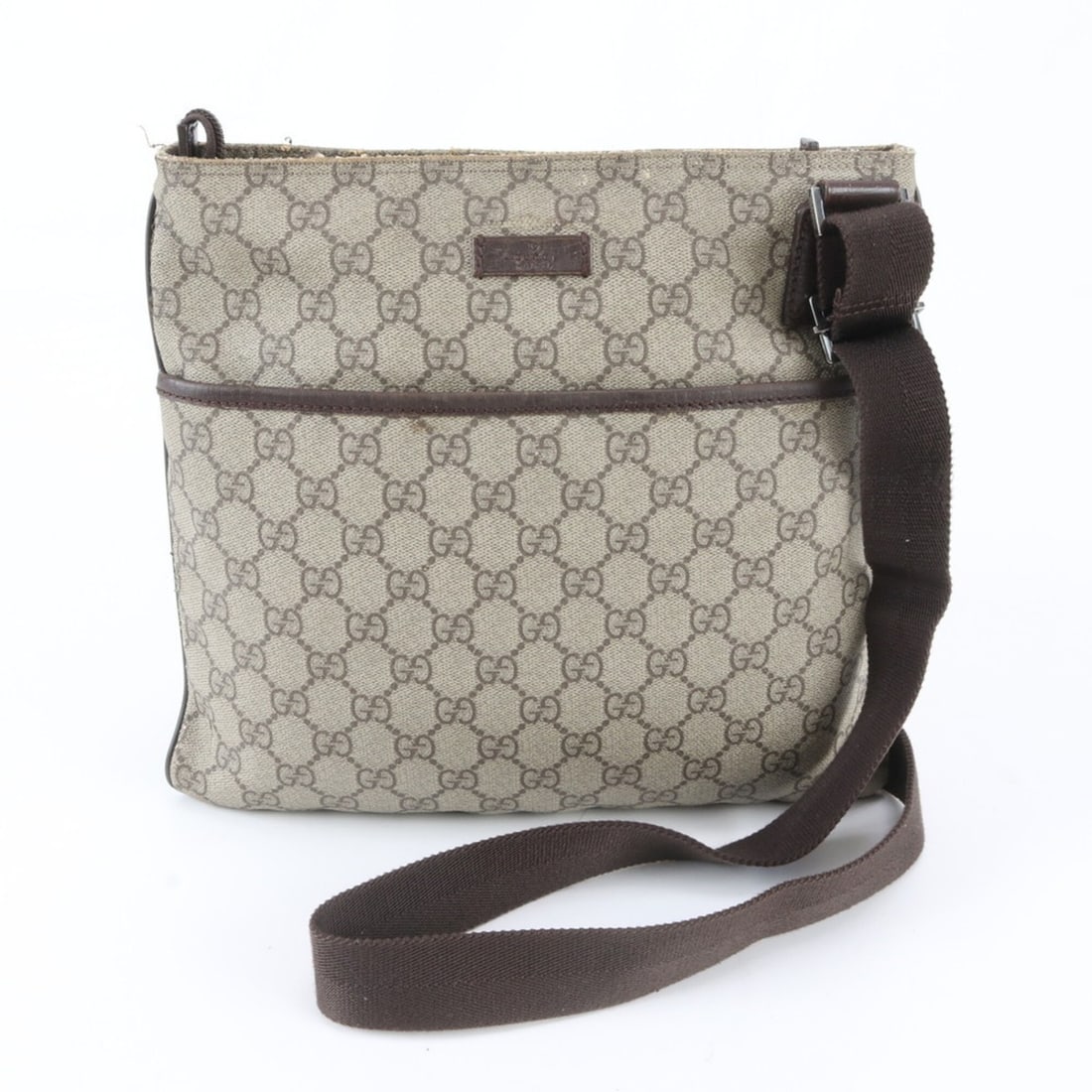 Excellent condition Gucci GG Supreme 141626 leather shoulder bag, messenger tote bag for men.: --- Catalog ---Category: SizeSize (HxWxD): 27cm x 28cm x 2cm / 10.62'' x 11.02'' x 0.78''Category: DesignType: Shoulder bag, Tote bagColor: BrownGender: MenMaterial: Leather , Coated canvas Category: 