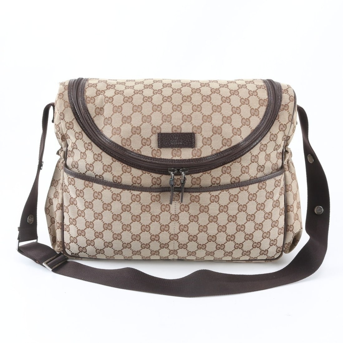 Excellent condition Gucci GG canvas 123326 leather shoulder bag messenger for men.: --- Catalog ---Category: SizeSize (HxWxD): 30cm x 42cm x 11cm / 11.81'' x 16.53'' x 4.33''Category: DesignType: Shoulder bagColor: BrownGender: MenMaterial: Leather , Canvas Category: GeneralMPN: 1233