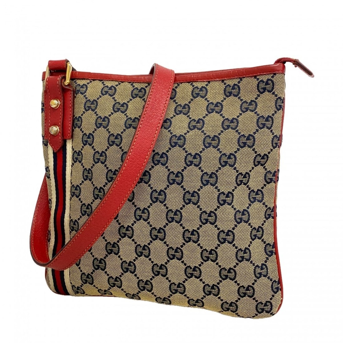 Gucci Shoulder Bag GG Canvas 144388 Navy Red Women's OP008043: --- Catalog ---Category: SizeSize (HxWxD): 24cm x 25.5cm x 1.5cm / 9.44'' x 10.03'' x 0.59''Category: DesignType: Shoulder bagColor: Navy, Red colorGender: WomenMaterial: Canvas Hardware Color: GoldCa