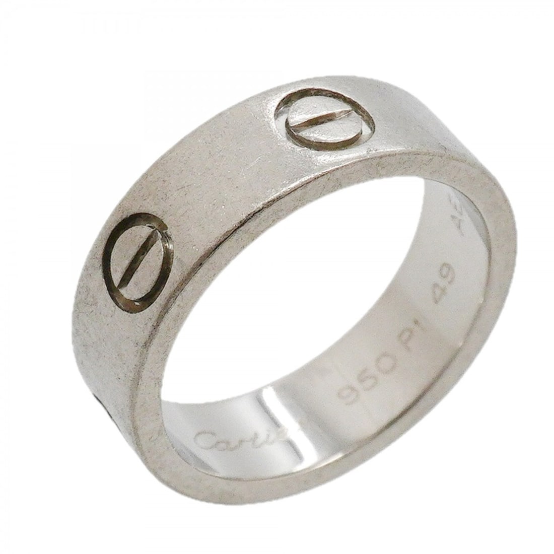 Cartier Love Ring, Pt950 Platinum, Size 49, Ladies': --- Catalog ---Category: SizeUS Size: 5Brand Size: 49Category: DesignType: Band ringGender: WomenMaterial: Platinum 950Category: GeneralBrand: Cartier--- Item List ---Section: ConditionRanking: Rank A