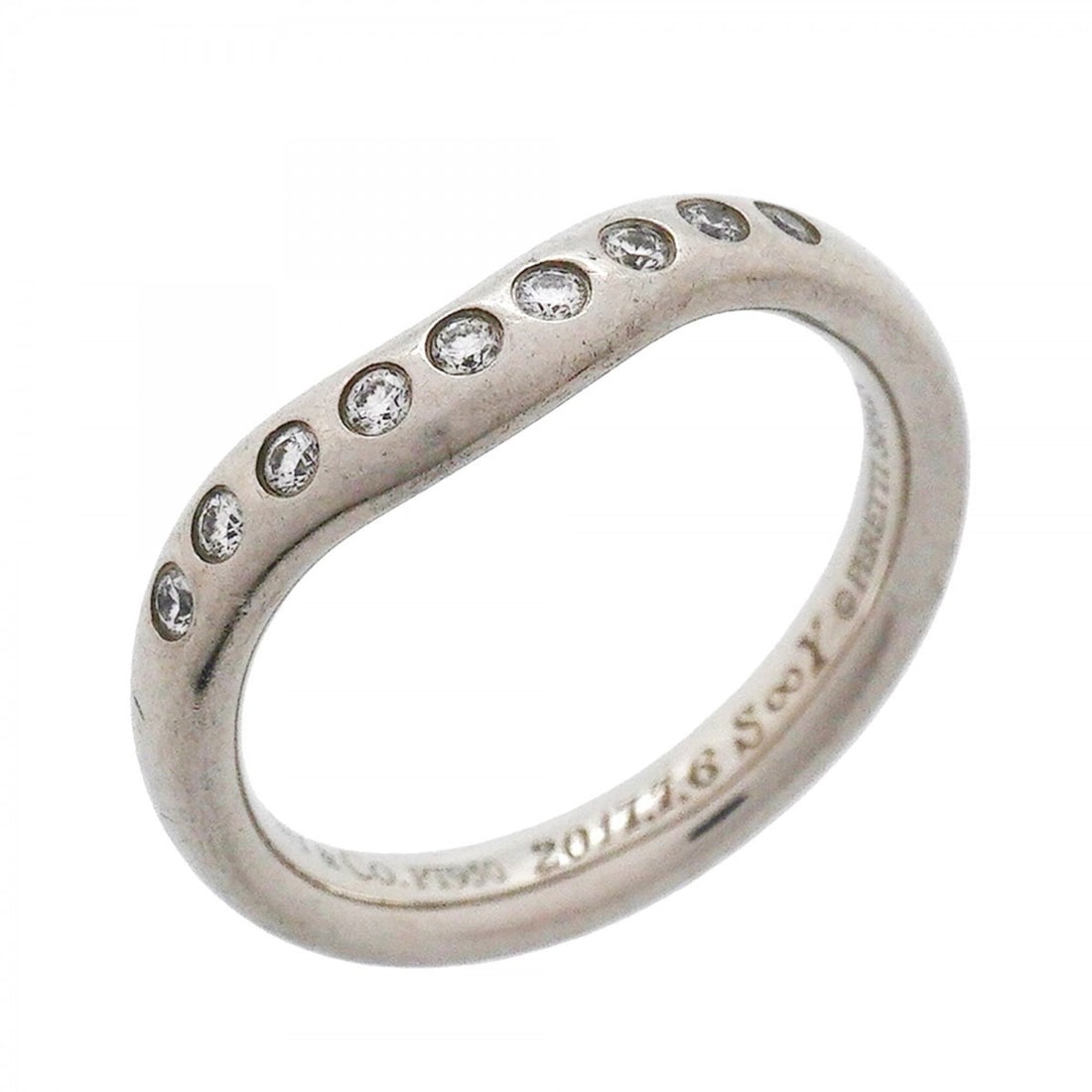 Tiffany & Co. Curved Band Ring, Pt950 Platinum, Diamond, Size 8, Women's: --- Catalog ---Category: SizeJP Size: 8US Size: 4.5Category: DesignType: Band ringStone: DiamondGender: WomenMaterial: Platinum 950Category: GeneralBrand: Tiffany--- Item List ---Section: ConditionRan