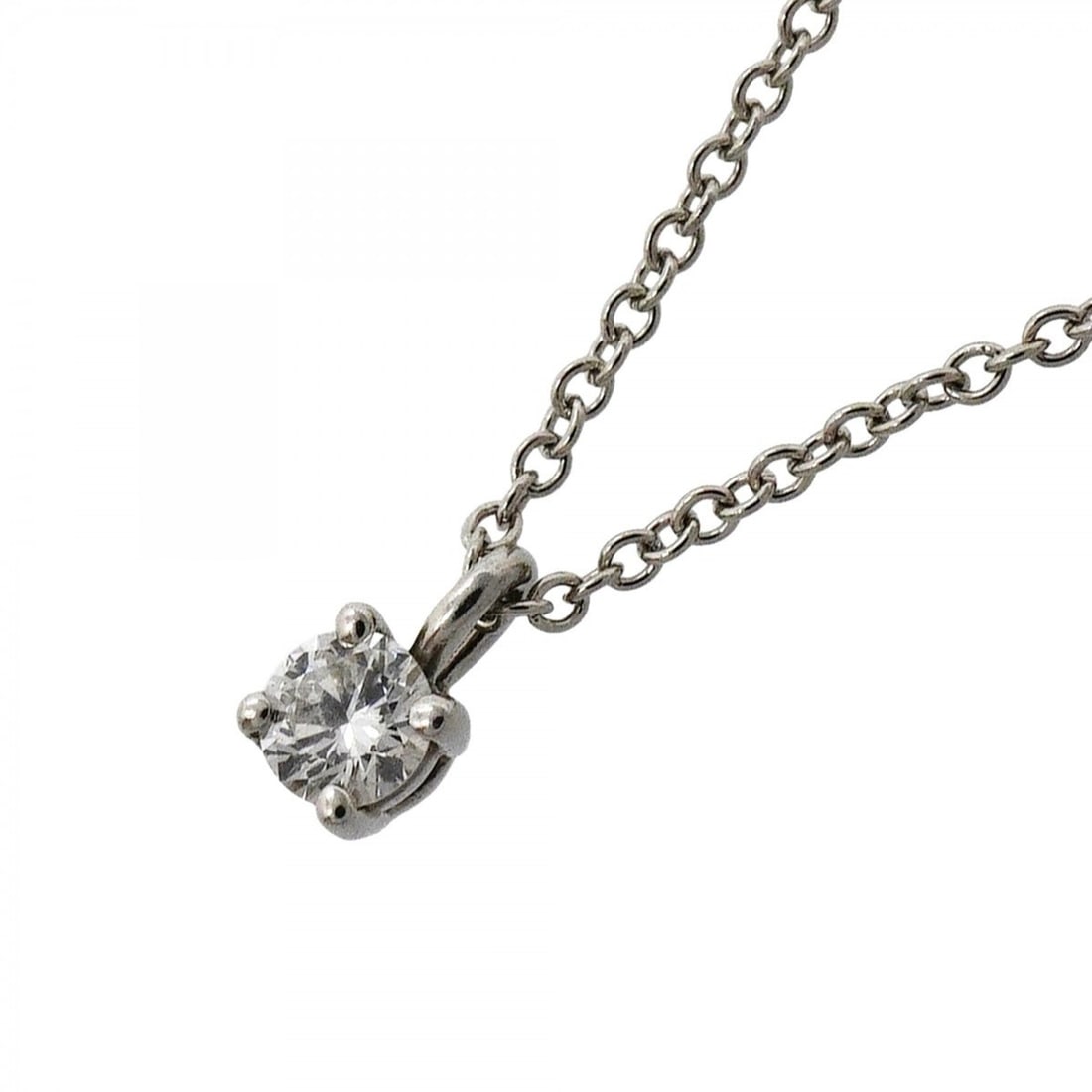 Tiffany & Co. Solitaire Necklace, 1PD (One Diamond), Platinum 950, Ladies': --- Catalog ---Category: SizePendant Size: 6mm x 3.2mm / 0.23'' x 0.12''Neck Circumference: 41.5 cm / 16.33''Category: DesignStone: DiamondGender: WomenMaterial: Platinum 950Necklace Type: NecklaceCat
